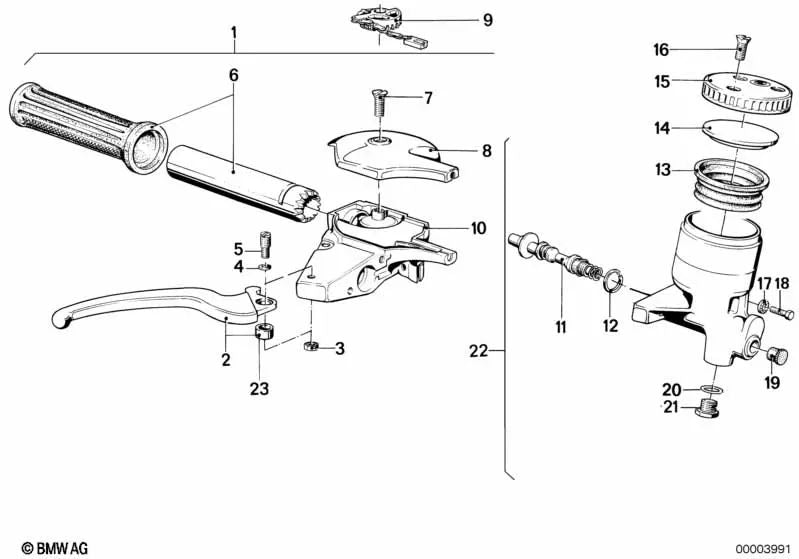 Palanca de mano derecha para BMW E46, F30, F80 (OEM 32721238384). Original BMW