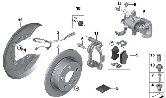 Protector de disco de freno trasero OEM 34206799739 para BMW F40, F44, F45, F46, F48, F39. Original BMW.