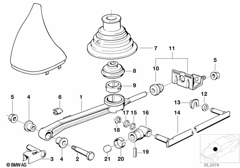 Brazo de Cambio para BMW Serie 5 E28, Serie 6 E24 (OEM 25101220571). Original BMW.