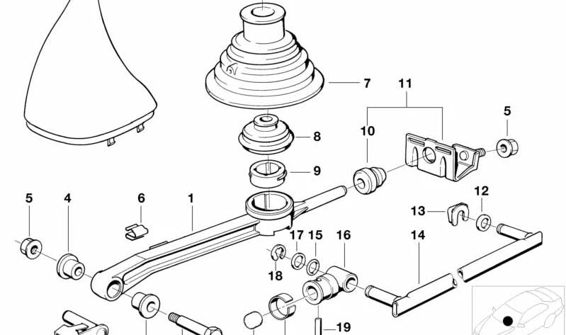 Soporte de goma de palanca de cambios OEM 25111220912 para BMW (E30, E28, E24, E23, Z1). Original BMW.