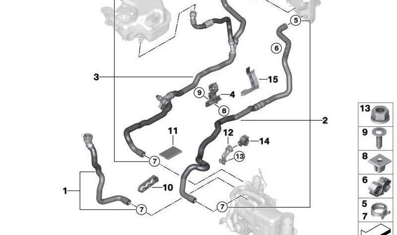 OEM PROGRESS Le tuyau de réfrigérant 64219868362 pour BMW G30, G11, G12. BMW d'origine.