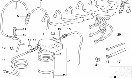 Tubería de inyección revestida para BMW Serie 7 E38 (OEM 13532247794). Original BMW