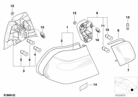 Luz trasera para BMW E46 (OEM 63218383821). Original BMW