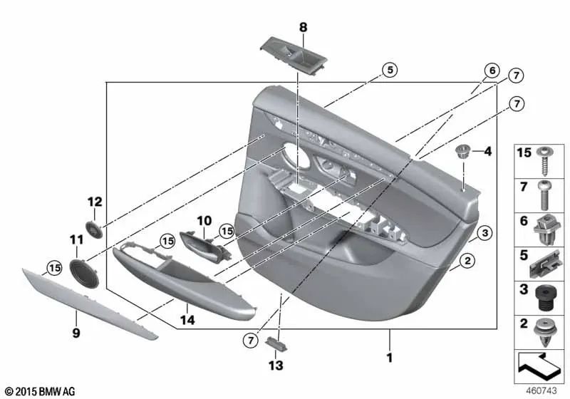 Revestimiento de puerta trasero derecho para BMW Serie 2 F46, F46N (OEM 51427426520). Original BMW.