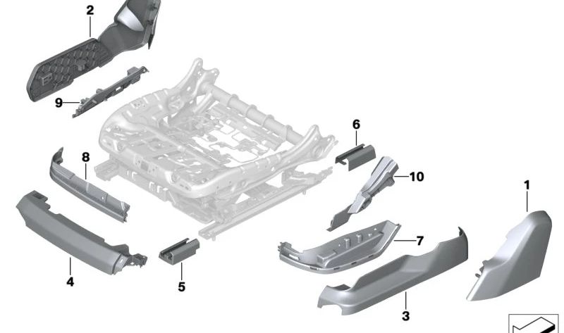 Cubierta de asiento exterior derecha para BMW I20 (OEM 52109871352). Original BMW