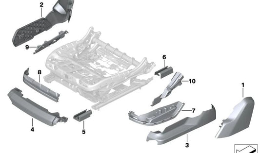 Cover Cover Right Seat Seat OEM 52109109959 pour BMW Series 1 (F20, F21), série 2 (F22, F23, F45, F46), série 3 (F30, F31, F34), série 4 (F32, F33, F36). BMW d'origine.