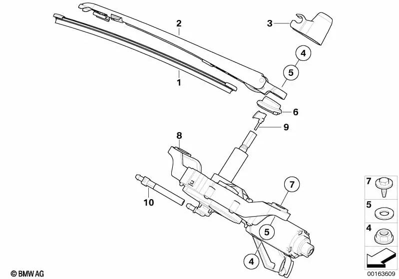 Boquilla para lavaparabrisas trasero para BMW E81, E87, E87N (OEM 67637194798). Original BMW