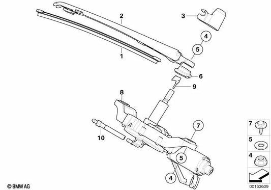 Rear Windscreen Washer Nozzle for BMW E81, E87, E87N (OEM 67637194798). Original BMW