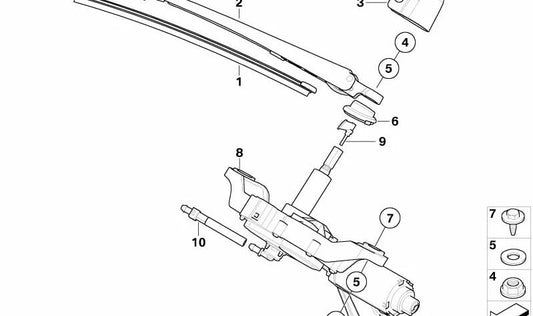 Tubo de goma para sistema de limpiaparabrisas OEM 61627061857 para BMW Serie 1 (E81, E82, E87, E88). Original BMW.