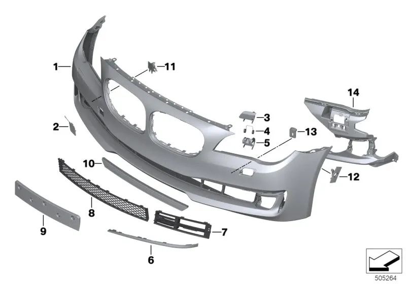 Spoiler delantero para BMW Serie 6 F06, F12, F13, Serie 7 F01, F01N, F02, F02N, F04 (OEM 51117222010). Original BMW