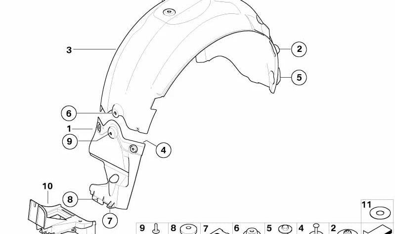 Radhausabdeckung hinten links für BMW Z4 E85, E86 (OEM 51717012729). Original BMW