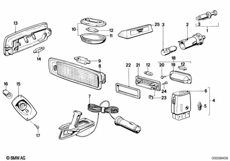 Luz interior para BMW Serie 5 E12 (OEM 63311363598). Original BMW