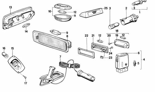 Lámpara 15W para BMW E12 Serie 5 (OEM 63311361225). Original BMW