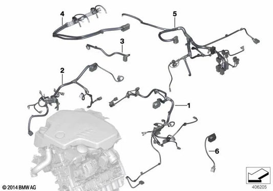 Engine Wiring Harness for BMW F22, F23, F30, F31, F34, F35, F32, F33, F36 (OEM 12537634059). Original BMW