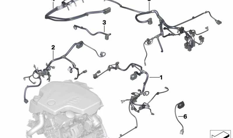 Engine sensor wiring OEM 12517621057 for BMW E89 (Z4). Original BMW.