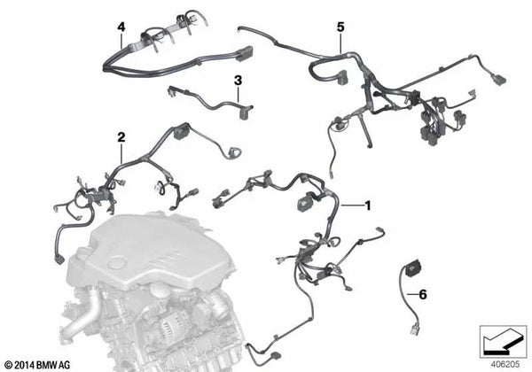 Arnés de cables del motor para BMW F22, F23, F30, F31, F34, F35, F32, F33, F36 (OEM 12537634059). Original BMW