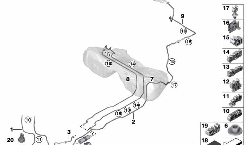 Conducto de aire de enjuague trasero para BMW F90, G30 (OEM 16117373597). Original BMW