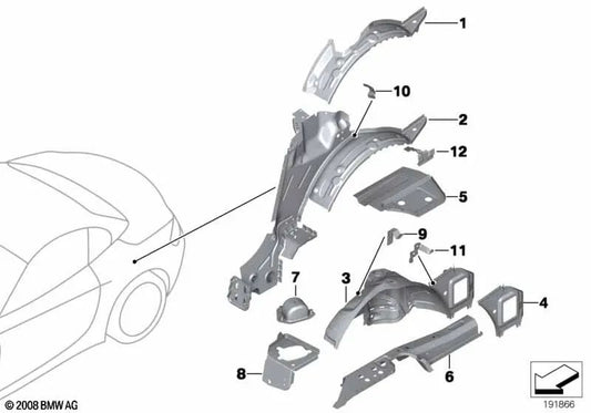 Suelo del maletero izquierdo para BMW E89 (OEM 41007225097). Original BMW