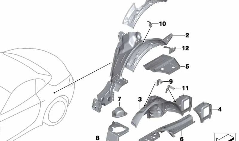 Piastra di ventilazione posteriore destra 41007225080 per BMW E89. BMW originale.