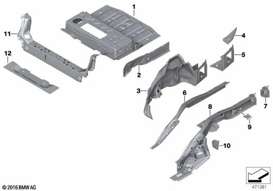 Pasarruedas trasero derecho para BMW F52, F46, F48, F49 (OEM 41007402336). Original BMW