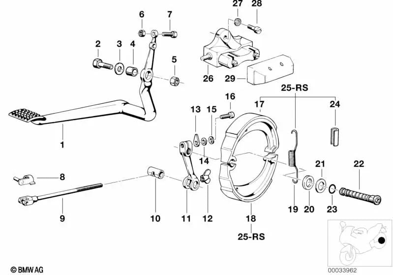 Rear and lower asbestos-free brake shoes for BMW R248 (OEM 34212311081). Original BMW.