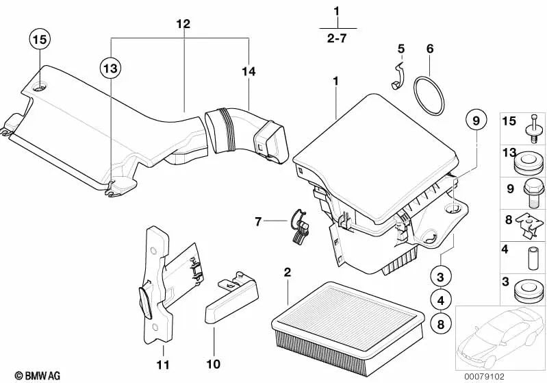 Silenciador de ruido de admisión para BMW E46, E83 (OEM 13717501972). Original BMW.