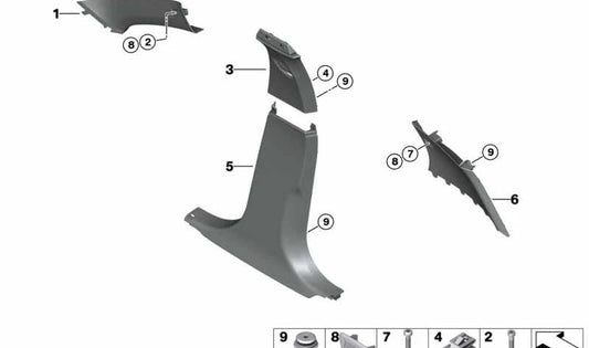 Moulage Pilar OEM 51437464222 pour BMW F40, F70. BMW d'origine.