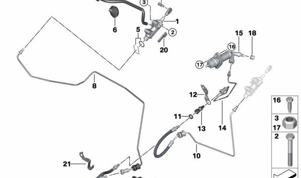 Tubería hidráulica OEM 21526784404 para BMW E90, E91, E92, E93. Original BMW.