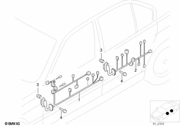 Cableado trasero para BMW E60, E61 (OEM 61126966643). Original BMW