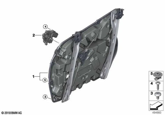 Rechte Vordertürhalterung für BMW X5 F95, G05, X7 G07 (OEM 51339463720). Original BMW