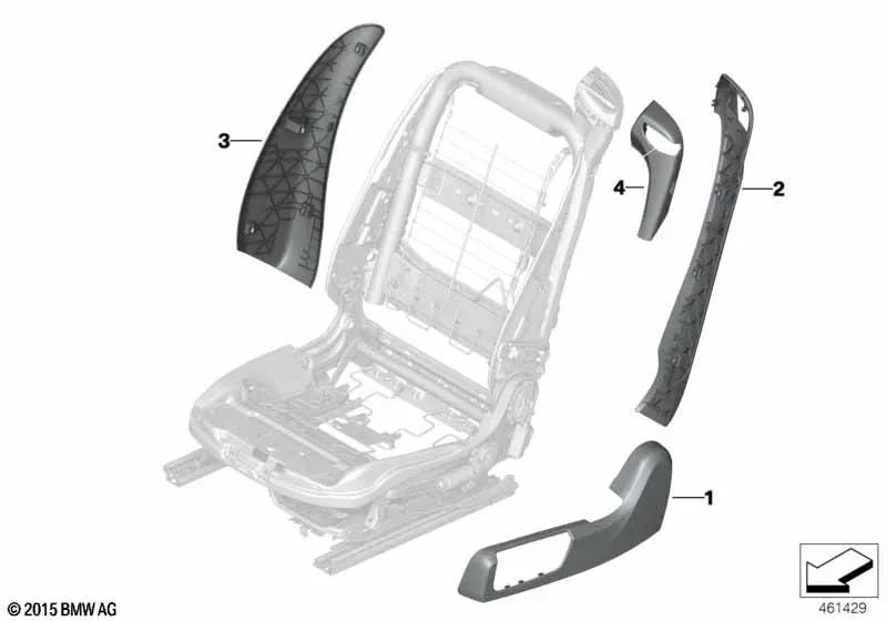 Revestimiento del asiento exterior izquierdo para BMW Serie 4 F33, F33N (OEM 52107340016). Original BMW.