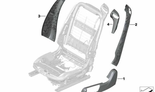 Left Inner Backrest Molding for BMW 4 Series F33, F33N (OEM 52107340123). Original BMW