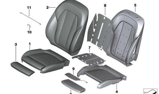 Funda para soporte de muslo de cuero para BMW Serie 2 G42, Serie 3 G20, G21, G28, Serie 4 G22, G26, X3 G01, X4 G02 (OEM 52107472540). Original BMW