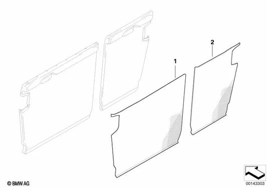 Revestimiento respaldo derecho para BMW E81, E87, E87N (OEM 52207163134). Original BMW