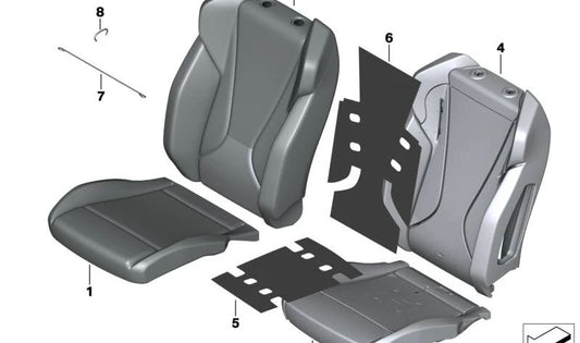 Prise en charge de la feuille de soutien semil droite en cuir OEM 52105A508E2 pour BMW F70, U06, U11, U12, U10. BMW d'origine.