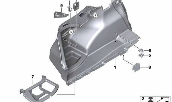 Soporte Revestimiento Maletero Izquierdo para BMW Serie 2 F22, F23, F87 (OEM 51477295949). Original BMW