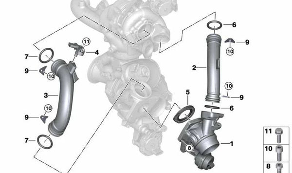 Junta tórica (O-Ring) OEM 07119907868 para BMW - Modelos compatibles: F20, F21, F22, F23, F30, F31, F34, F32, F33, F36, F10, F11, G30, G31, G11, G12, E84, G01, G02, F15, G05. Original BMW.