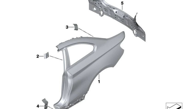 Panel lateral trasero derecho OEM 41007372152 para BMW F22, F87. Original BMW.