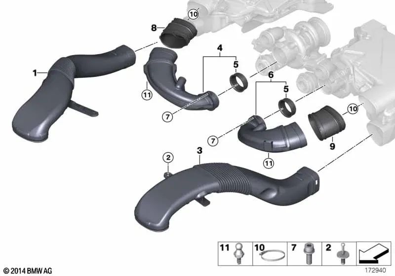 Tubo de aireación para BMW X5 E70N, X6 E71, E72 (OEM 13717577446). Original BMW