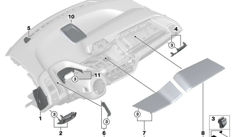 Cubierta Tornillo Barra de Soporte Izquierda para BMW I01, I01N (OEM 51459282989). Original BMW