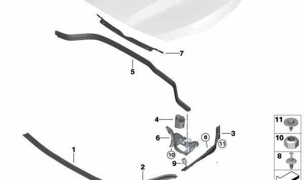 Cubierta de Ranura para BMW Serie 2 F45N, F46N (OEM 51767954474). Original BMW