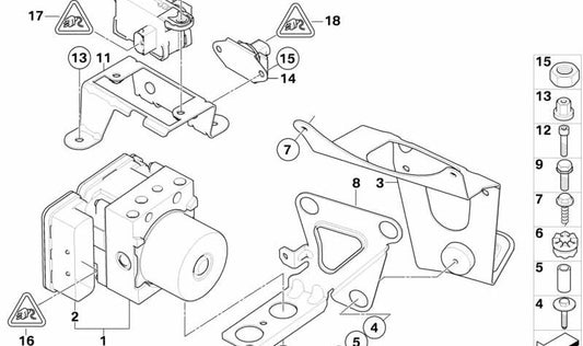 Soporte del Sensor de Velocidad de Giro para BMW Serie 5 E60, E61N Serie 6 E63, E64 (OEM 34512282778). Original BMW