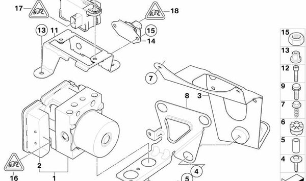 Soporte del Sensor de Velocidad de Giro para BMW Serie 5 E60, E61N Serie 6 E63, E64 (OEM 34512282778). Original BMW