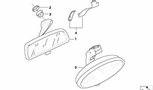 Specchio interno manuale per BMW F07, F10, F11, F06, F12, F13, F01N, F02N (OEM 51162492666). BMW originale