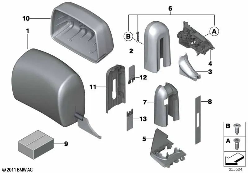 Reposacabezas de cuero izquierdo para BMW Serie 3 E93, E93N (OEM 52107259367). Original BMW