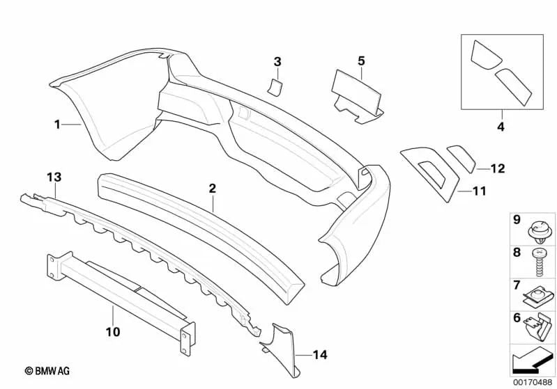 Right side cover for BMW X3 E83, E83N (OEM 51123400998). Original BMW.