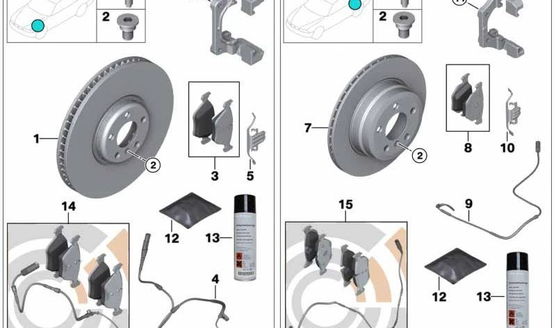 Juego de pastillas de freno sin amianto OEM 34216790966 para BMW F07, F01, F02, F04 (Modelos compatibles: Serie 7, Serie 5 Gran Turismo). Original BMW.