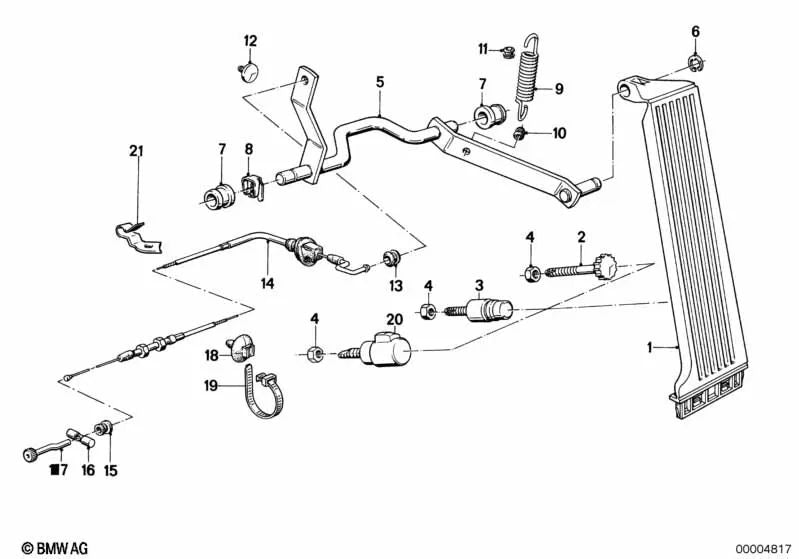 Cable de acelerador para BMW Serie 3 E30 (OEM 35411154502). Original BMW