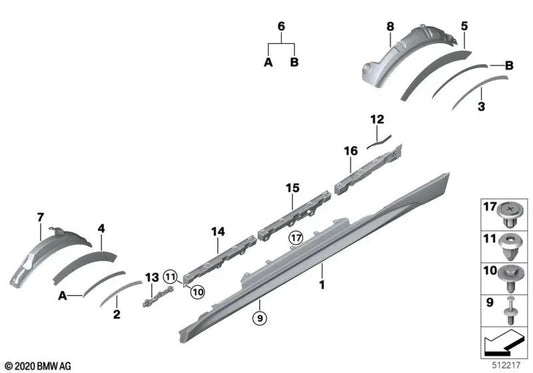 Juego de almohadillas adhesivas traseras para BMW F22, F23, F87 (OEM 51117378160). Original BMW