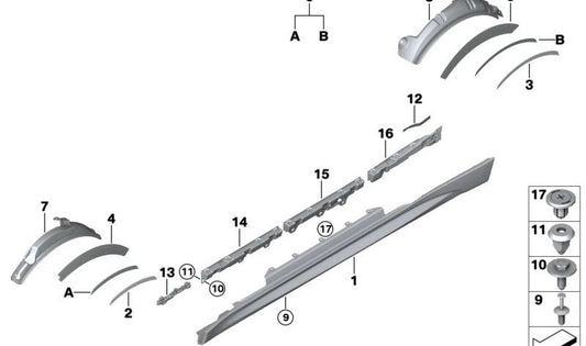 Listón de sujeción del umbral delantero izquierdo para BMW F87, F87N (OEM 51778066885). Original BMW